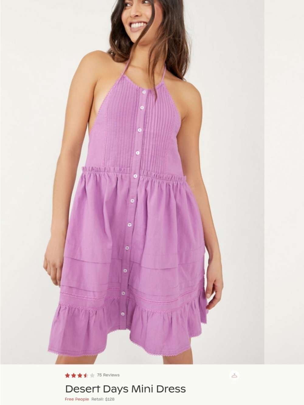 Free People Lavender Halter Desert Days Mini Dress